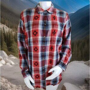 Ariat Western Shirt Womens XXL Button Up Aztec Tribal Embroidered Southwest Top